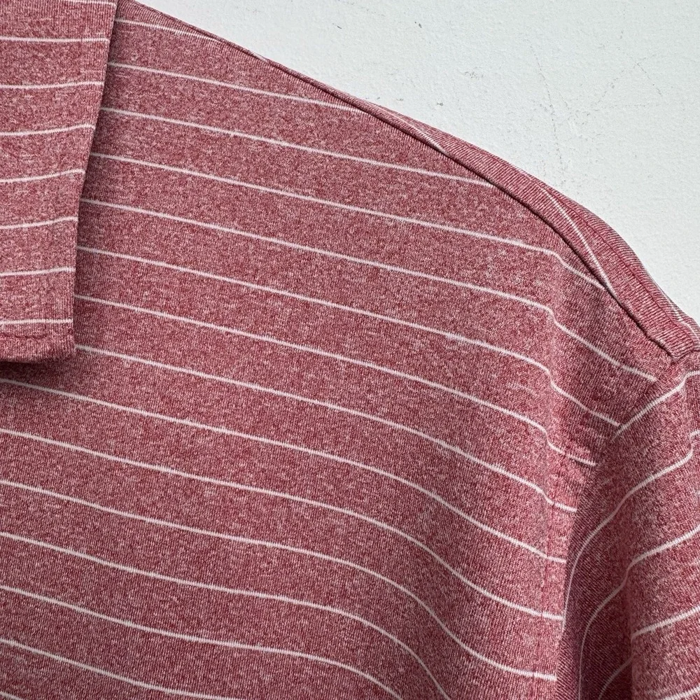 Bobby Jones Polo Golf Shirt L Red Stripe‎ Short Sleeve Casual Atheletic Mens